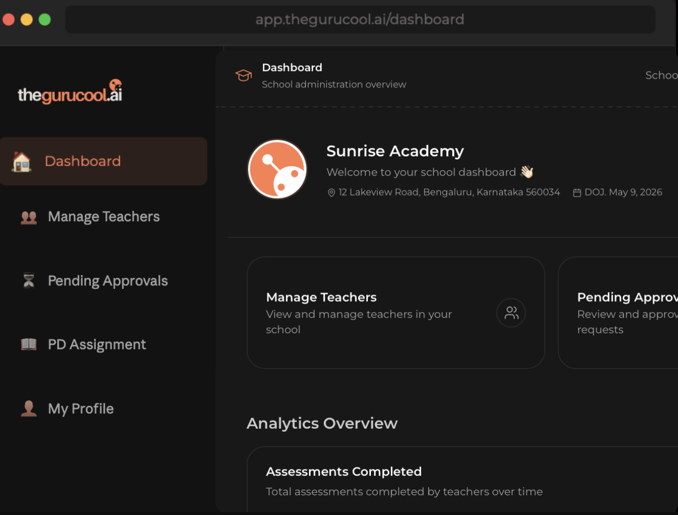 School overview dashboard preview